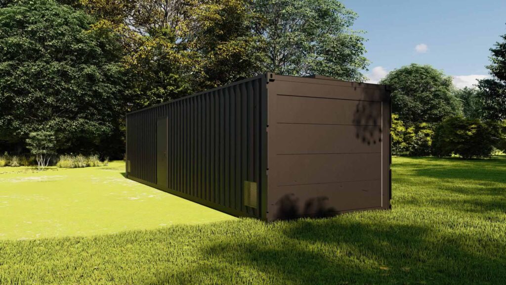 40ft container omgebouwd tot containergarage zijaanzicht